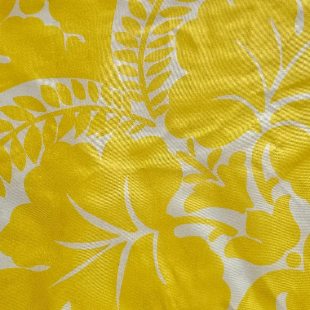 Talbots Silk Scarf‎ Navy Yellow Hibiscus Floral Tropical Geometric Border Square